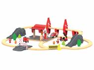Set chemin de fer pompier, ferme, chantier ou jungle