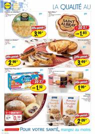 Flamiche au camembert, fromage Saint Albray, 4 éclairs au chocolat, ...