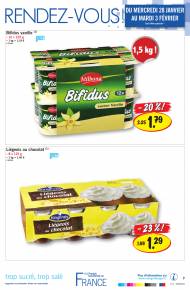 Produits laitiers: Bifidus vanille et Liégeois au chocolat.