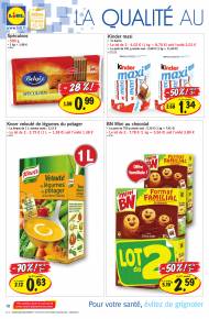 Spéculoos, Kinder maxi, BN Moini au chocolat, Knorr velouté ...