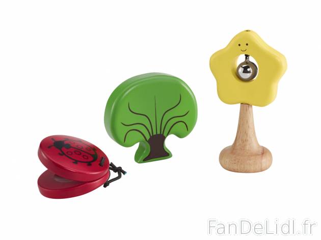 Set de 3 percussions , prezzo 7.90 € per Le set au choix 
- En bois véritable
- ...