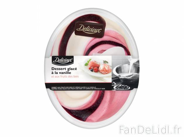Crème glacée , prezzo 2.59 € per 650 g au choix 
- Au choix : fruits des bois-vanille ...