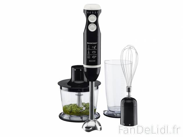 Mixeur plongeant , prezzo 19.99 € 
- 5 vitesses réglables en continu
- 600 ...