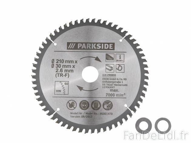 Lame de scie circulaire , prezzo 4.99 € 
- Ø env. 210 mm
- Autre modèle disponible ...