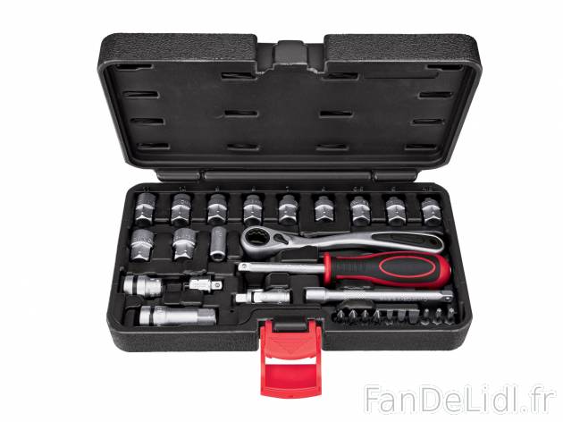 Coffret à douilles , prezzo 19.99 € 
- En acier S2 et chrome vanadium
- 29 ...