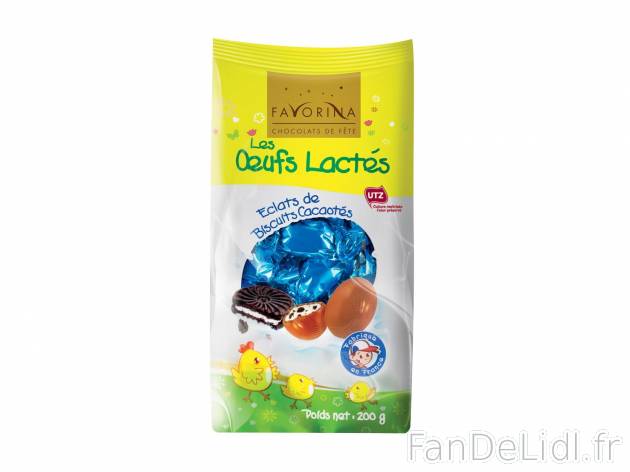 Les œufs lactés , prezzo 1.99 € per 200 g au choix 
- Au choix : éclats de ...