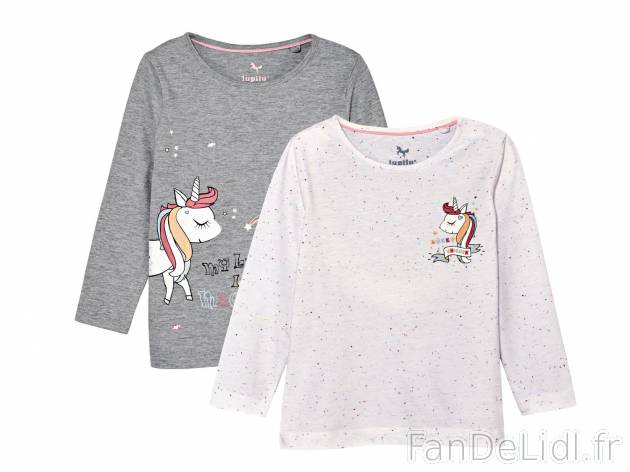 T-shirts manches longues fille , prezzo 4.99 € 
- Ex. 90 % coton et 10 % viscose
- ...