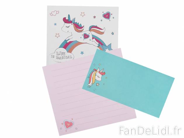 Papier à lettres ou bloc-notes licorne , prezzo 1.29 € 
- Au choix : set de ...