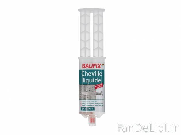 Cheville liquide , prezzo 3.99 € 
- Pour remplir et réparer des trous percés ...