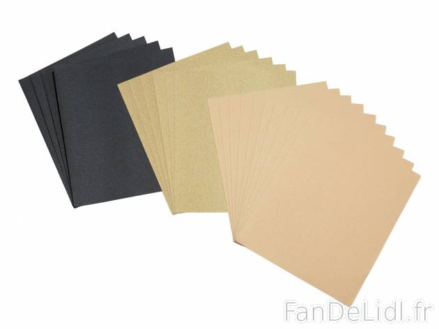 Set de feuilles abrasives , prezzo 1.99 € 
- Pour bois, métal et peinture
- ...