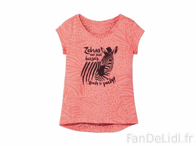 T-shirt fille , prezzo 3.49 € 
- Ex. 75 % polyester et 25 % coton
- 3 coloris ...