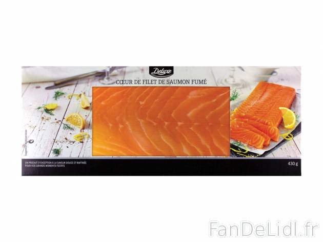 Cœur de filet de saumon fumé1 , prezzo 15.99 € per 430 g 
    