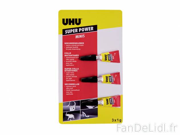 Colle instantanée , prezzo 0.99 € 
- Au choix : super power gel (4,5 g | 1 kg ...