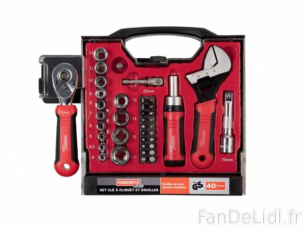 Set clé à cliquet et douilles , prezzo 16.99 € 
- Set de 40
- Douilles en ...