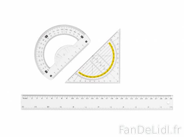 Set de géométrie , prezzo 0.99 € 
- Set de 3 : rapporteur d&apos;angle, ...