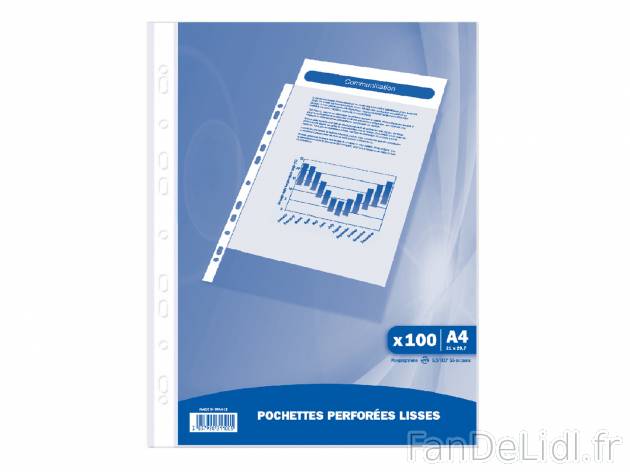 Pochettes transparentes lisses perforées , prezzo 2.99 €  
-  Lot de 100
