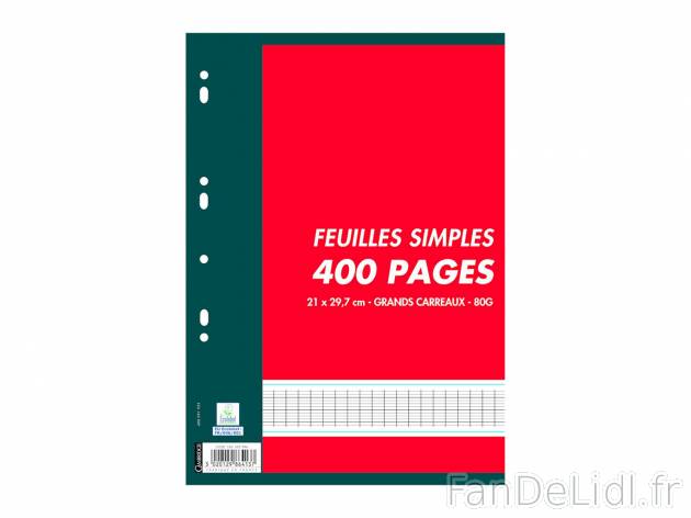 Feuilles mobiles ou copies doubles perforées grands carreaux , prezzo 1.49 €