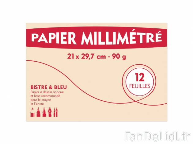 Pochette papier millimétré, à dessin ou calque 12 feuilles , prezzo 0.99 €