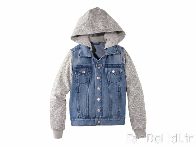 Veste en jean garçon , prezzo 9.99 € 
- Ex. buste 100 % coton, manches/capuche. ...
