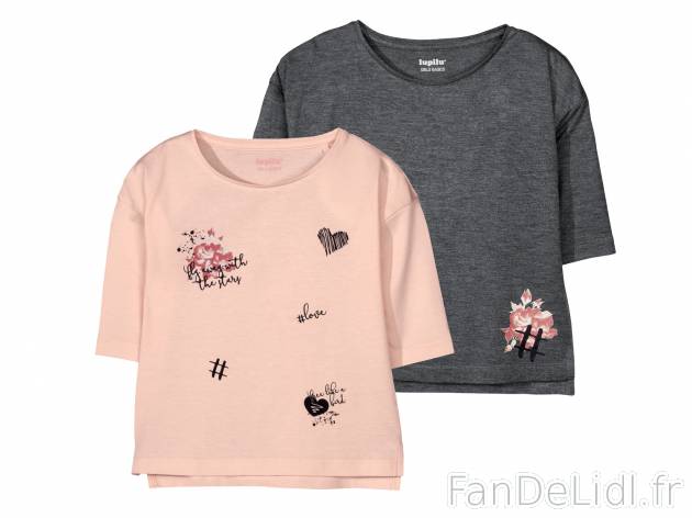 T-shirts à manches longues fille , prezzo 5.49 € 
- Ex. 50 % coton et 50 % polyester
- ...