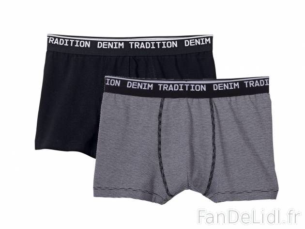 Boxers , prezzo 4.99 € 
- Soit 2.50 € l&apos;unité
- Ex. 95 % coton et ...