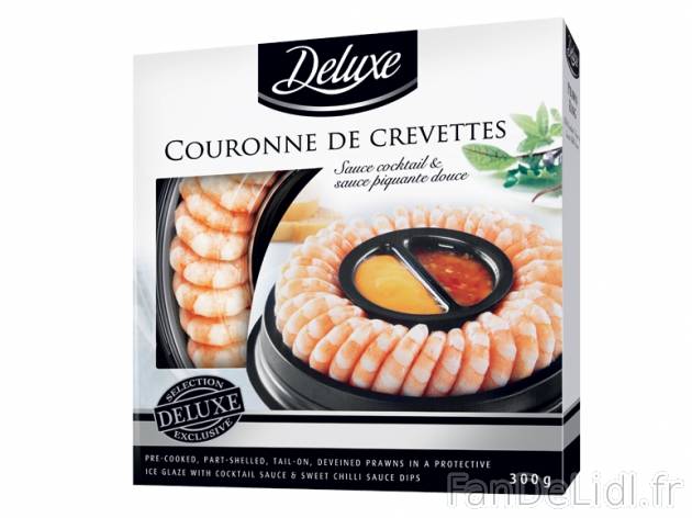 Couronne de crevettes1 , prezzo 5,99 € per 200 g (PND) + 70 g (sauces), 1 kg = ...