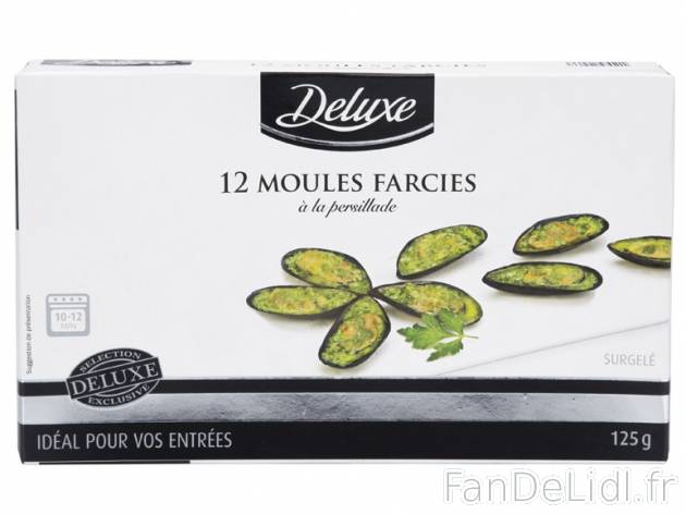 12 moules farcies , prezzo 2,99 € per 125 g, 1 kg = 23,92 € EUR. 
- A la persillade ...