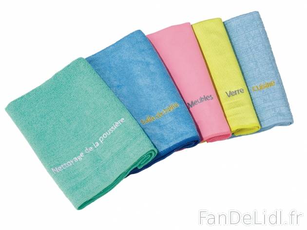 Chiffons en microfibre , prezzo 3,49 € per Le lot 
- 5 chiffons : pour la cuisine, ...