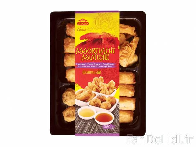Plateau asiatique1 , prezzo 3.29 € per 360 g 
- Composé de 8 nems au porc, 4 ...