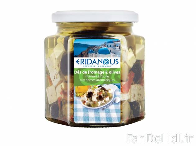 Dés de fromage1 , prezzo 1.29 € per 300 g au choix 
- Au choix : avec olives ...