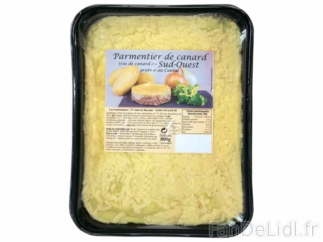 Parmentier de canard gratiné au cantal , prezzo 4,49 € per 800 g, 1 kg = 5,61 ...