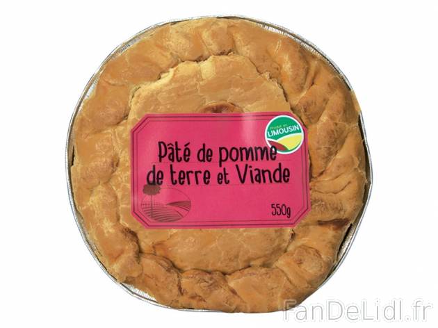 Pâté ou tourte de pomme de terre , prezzo 4,29 € per 550 g au choix, 1 kg = ...