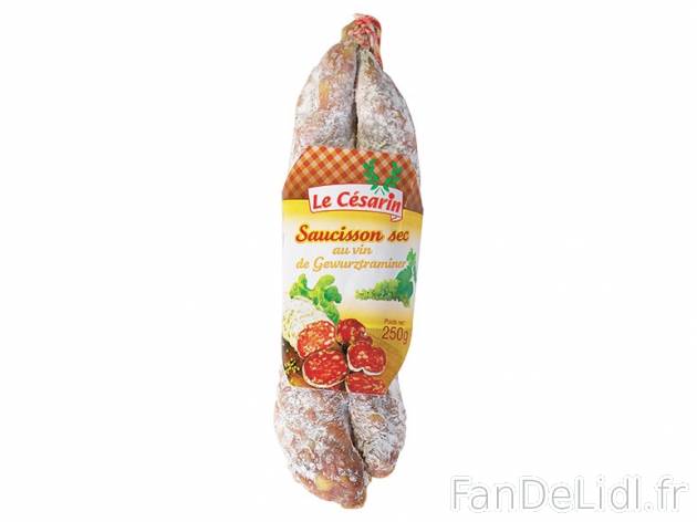 Saucisson sec au Gewürztraminer , prezzo 2,59 € per 250 g, 1 kg = 10,36 € EUR. ...