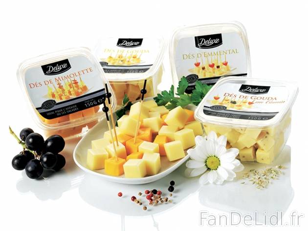 Dés de fromage , prezzo 1,59 € per 150 g au choix, 1 kg = 10,60 € EUR. 
- ...