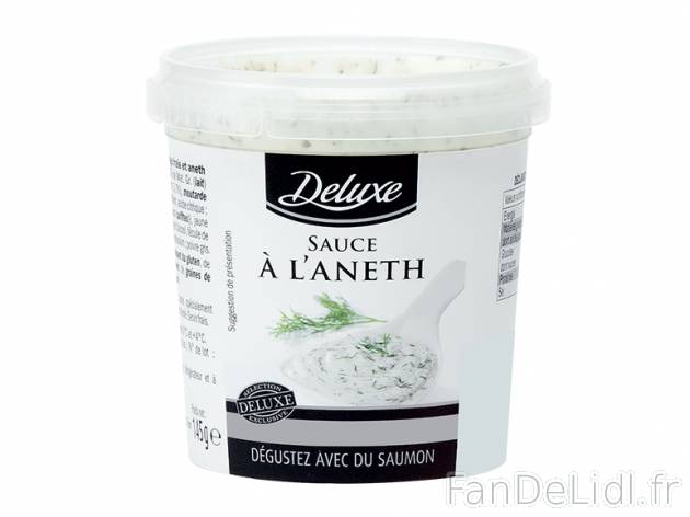 Sauce à l&#039;aneth , prezzo 1,49 € per 145 g, 1 kg = 10,28 € EUR. 
- ...