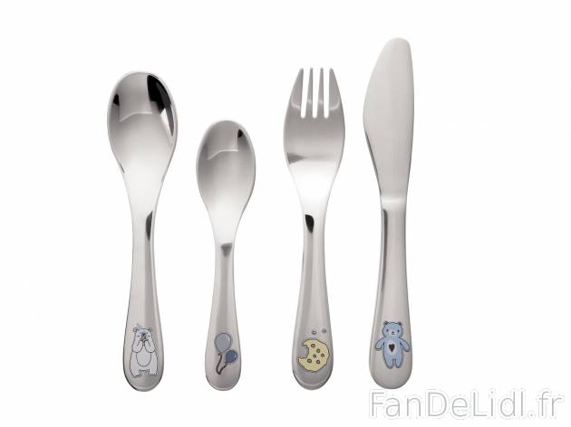 Couverts enfant , prezzo 4.99 € 
- En acier inoxydable poli
- Set de 4
- Autre ...