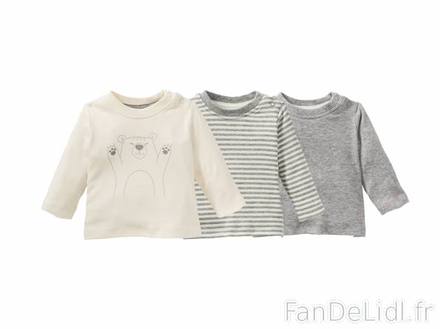 T-shirts manches longues bébé en coton Bio , le prix 7.99 € 
- 100 % coton
- ...
