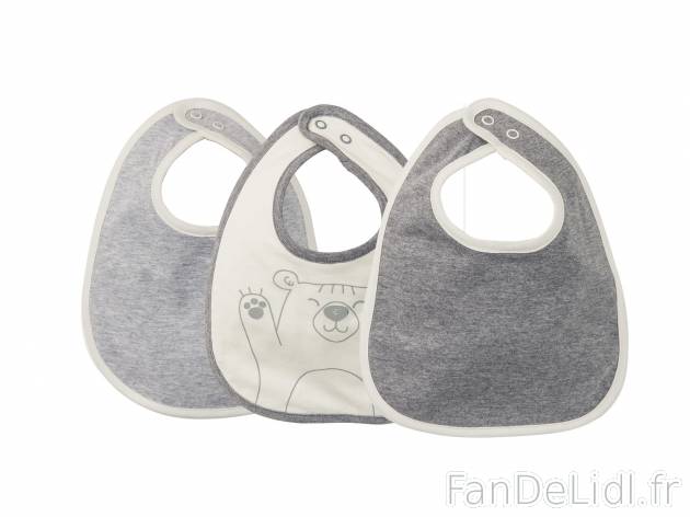 Bavoirs bébé en coton Bio , le prix 3.99 € 
- 100 % coton
- Lot de 3
- Taille ...