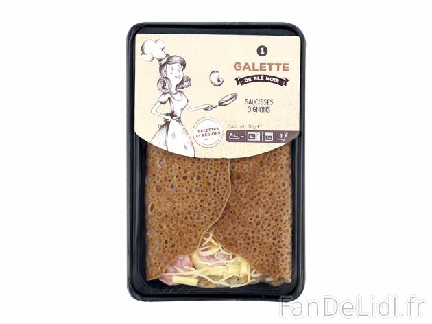 Galette garnie aux saucisses et aux oignons1 , prezzo 1.39 € per 195 g 
- Inédit ...