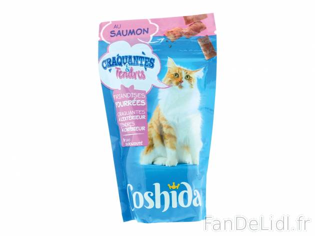 Friandises fourrées pour chat , le prix 0.58 € 
- Les 3 paquets dont 1 OFFERT ...