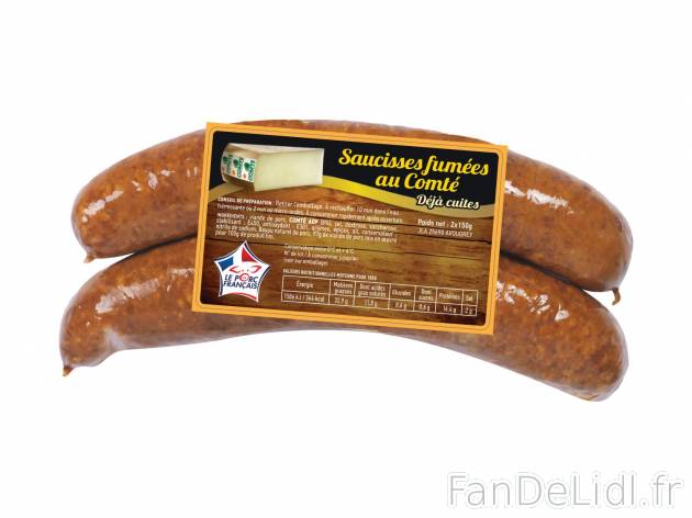 Saucisses fumées au comté1 , prezzo 2.49 € per 300 g 
- Précuites
- 8 % de ...