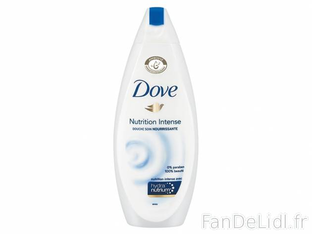 Dove crème douche , prezzo 1,24 € per 250 ml, 1 L = 4,96 € EUR.