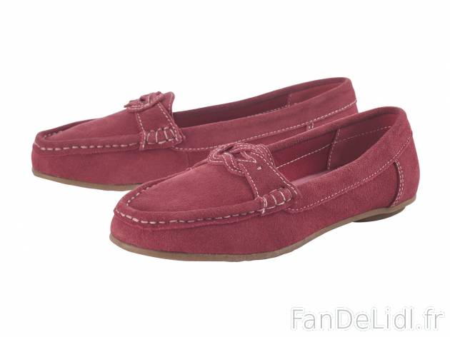 Mocassins en cuir femme , le prix 16.99 € 
- Ex. dessus cuir suédé, doublure ...