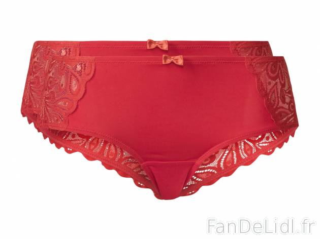 Hipsters , le prix 5.99 € 
- Ex. dentelle 85 % polyamide et 15 % élasthanne ...