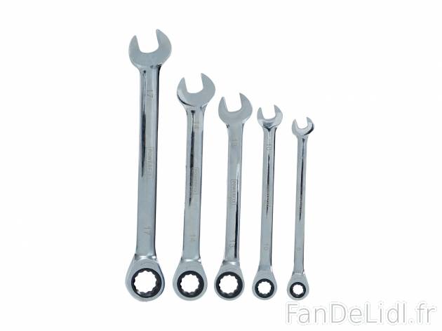 Set de clés mixtes à cliquet , le prix 9.99 € 
- Set de 5 : Dimensions : 8-10-13-14-17 ...