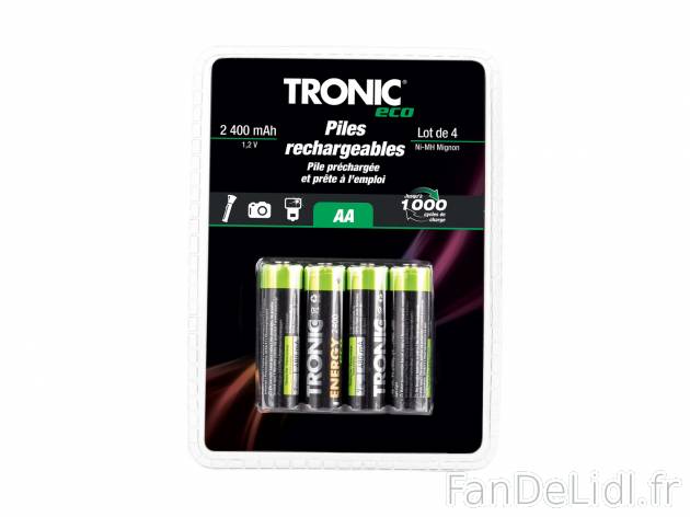 Pile rechargeable Ni-MH , le prix 3.99 € 
- Au choix : piles AA (lot de 4) ou ...
