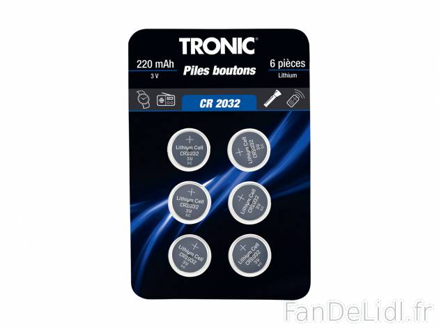Piles boutons , le prix 1.49 € 
- Au choix : CR 2016 - 80 mAh ou CR 2032 - 220 ...