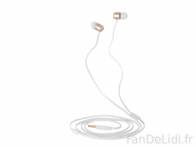 Écouteurs intra-auriculaires , le prix 4.99 € 
- 3 paires d’embouts interchangeables ...