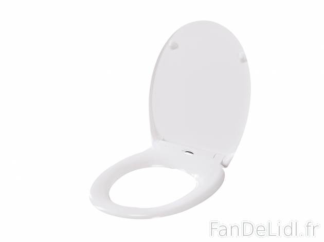 Abattant WC , le prix 13.99 €  
-  150 kg max.
-  Frein de chute silencieux