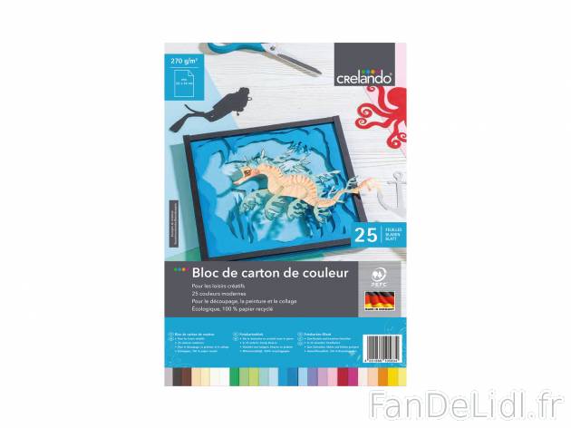 Bloc de carton ou papier à dessin de couleur , le prix 2.99 € 
- Au choix : ...